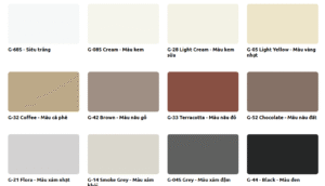 bảng màu keo chà ron webercolor Classic