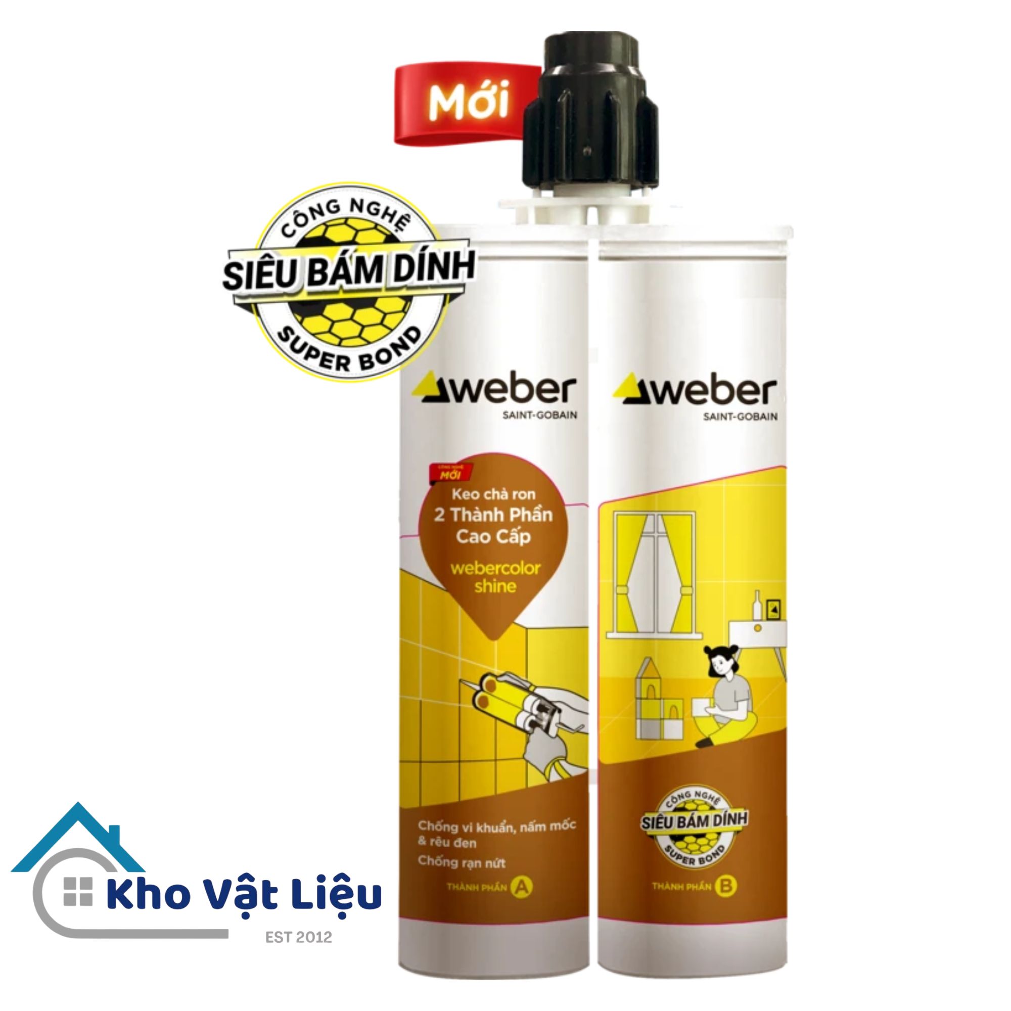 Keo chà ron webercolor shine epoxy 2 thành phần cao cấp 1 Keo chà ron Webercolor shine epoxy 2 thành phần