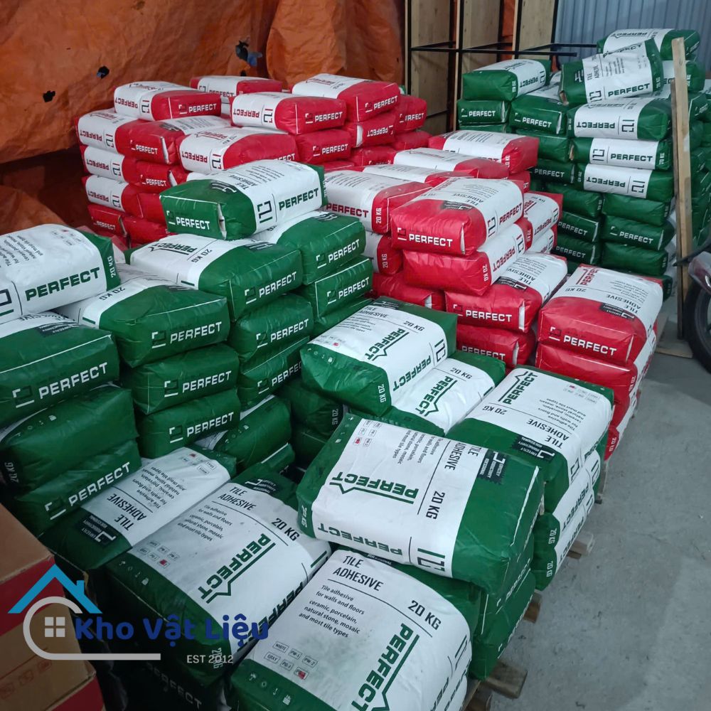 Keo dán gạch Perfect Đỏ ốp lát gạch cao cấp bao 20kg 2 keo dán gạch perfect dùng cho khu vực ngoại thất và nội thất